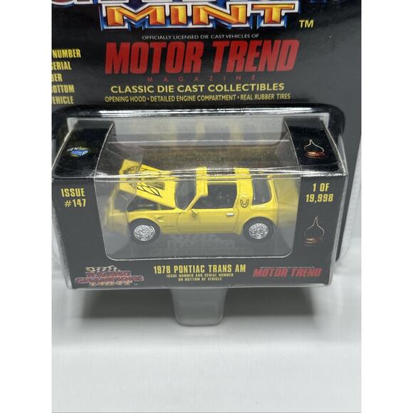 Racing Champions Mint Motor Trend 1978 Pontiac Trans Am Yellow Issue #147 NEW - Picture 2 of 7